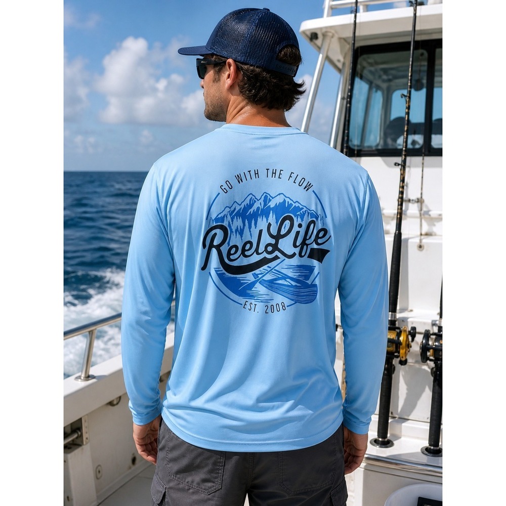 REEL LIFE Men's XL Blue Fishing Shirt Long Sleeve Performance -3178